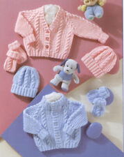 Knitting pattern copy 1980.   Baby cardigans hats & mittens.  12-22" chest.   DK