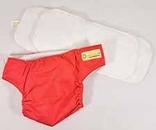 Reusable Red Infant Baby Cloth Nappy with 2 Microfibre Inserts