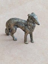 Vintage Small Brass Dog Ornament Russian WolfHound Borzoi