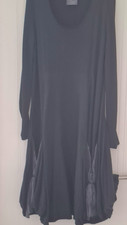 Out of Xile black midi dress viscose cotton and jersey with silk trim size 14-16