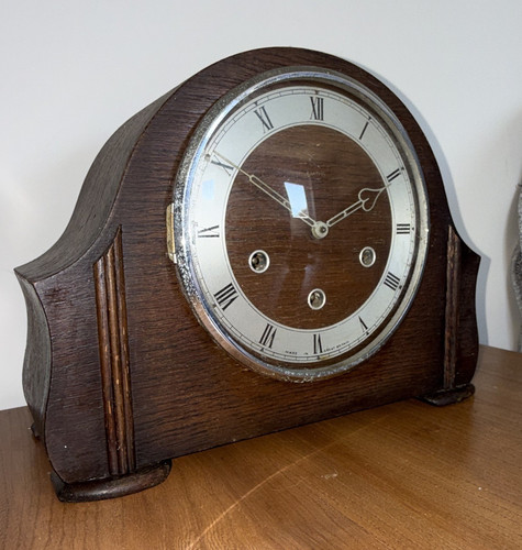Smiths wooden mantel - mantel, clock