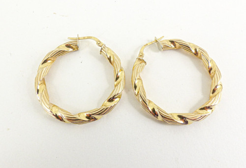 9ct gold hoop earrings - 9ct,