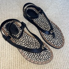 Coach Gracey Leather Ankle Straps Flat   Sandals In black size Uk 7 Brand New