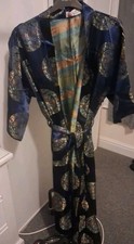 Navy Blue 100% Silk Dressing Gown  Size Double Brand New Unisex