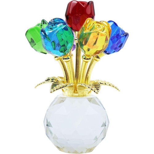Crystal rose flower figurine - crystal,
