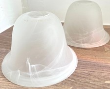 2 White Swirl Alabaster Glass