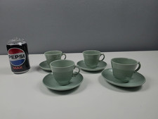 4 x Woods Ware BERYL Green Small Coffee Cups & Saucers - Cups are 6 cm Tall