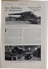 1915 WW1 ARTICLE PICS WOOLWICH ARSENAL BIG GUN BREECH END LATHE BULLETS MACHINE