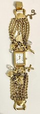 Kirks Folly Hearts Stars Moon Charms Gold LINK Bracelet Watch 7"~ Excellent!