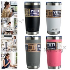 YETI Tumbler Slider Lid Stainless Steel Vacuum Coffee Cup Mug Rambler 20oz