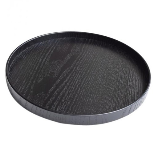 Round wooden serving tray