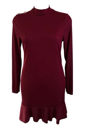 Boohoo burgundy ribbed mini - burgundy,