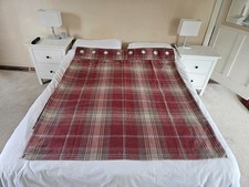 PAIR NEXT RED STIRLING CHECK WOVEN EYELET FULLY LINED CURTAINS 135 X 137 CM, 2ND