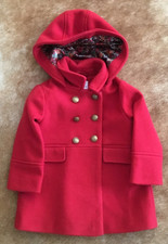 NEXT BABY Toddler Red Hooded/Collared L/Sleeve Fully Lined Coat 12-18 Mths 