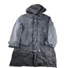Vintage Edeis La Redoute Duffle Coat Mens Large Black Wool Blend Toggle Hooded