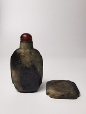 Chinese QING dynasty Jade snuff bottle with saucer