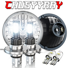 Pair 7 Inch Round LED Headlight H4 501 Bulbs Kit For Land Rover Defender 90 110