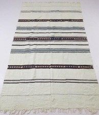 Vintage Traditional Handwoven Moroccan Berber Striped Blanket Throw 231x136cm