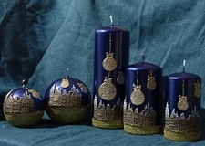Navy blue CHRISTMAS CITY DECORATIVE CANDLES – Christmas xmas decoration gift