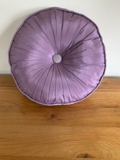 Purple Satin Pin Tucked Cushion with Diamanté Button Too The Front Cushion