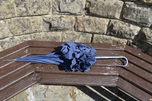 Vintage navy umbrella - umbrella, with