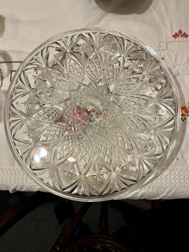 Vintage heavy glass serving - vintage,