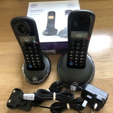 NEW BT Everyday Cordless Twin Home Phone with Basic Call Blocking Handset Black