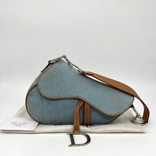 Christian Dior Denim Saddle Bag Silver Hardware