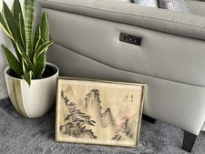 Antique Picture Japanese With Red Seal Signed Vintage/Under Glass