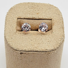 QVC Diamonique 14k Rose Gold Sterling Silver 5.8mm Solitaire Stud Earrings