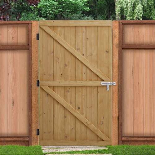 Wooden gate pedestrian privacy - gate,