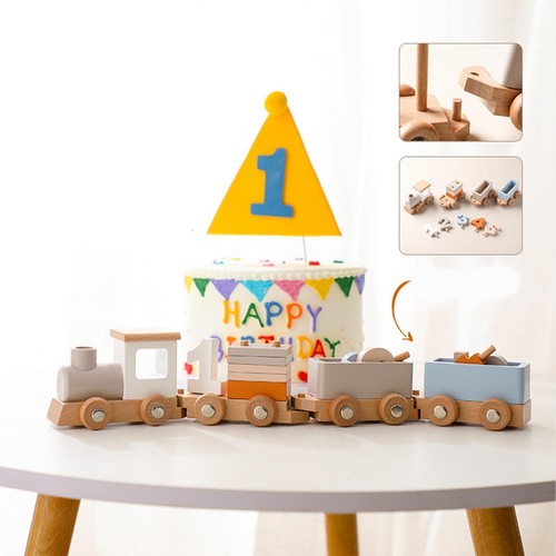 Wooden birthday train - birthday,