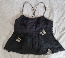 Jesire black linen strappy top