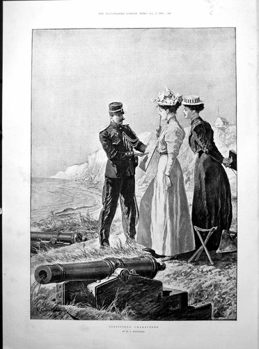 Antique print ladies - antique,