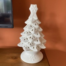 Yankee Candle Christmas Tree Luminary 9” Tea Light Holder White Ceramic