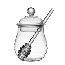 Transparent Honey Jar With Dipper And Lid Glass Beehive Style Honey Glass Pot UK