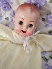 Vintage Quilted Blanket With Doll Puppet 50s Brittle Plastic a/f