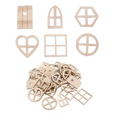 50Pcs Wooden Fairy Door Window