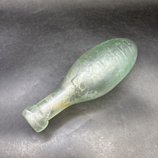 VICTORIAN TORPEDO BOTTLE Embossed EXETER H SKINNER 7" Antique Clear Glass