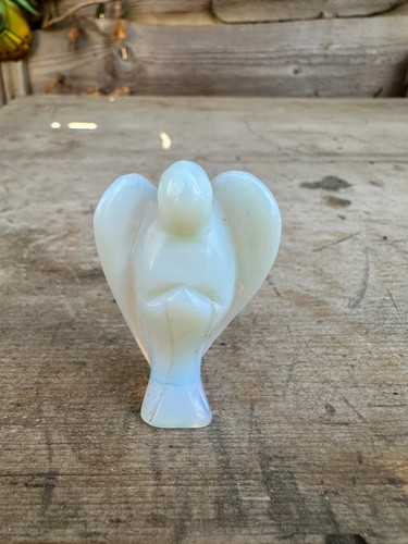 Opalised glass angel figure - glass,