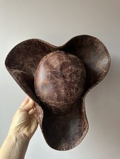 Fake Leather Brown Pirate Hat, Adult Size, Fancy Dress