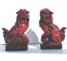 Pair of rare Royal Doulton flambe glazed Qinghai Fu Dogs 65/250 Limited Edition.