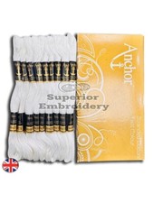 12 White Anchor Cross Stitch Embroidery Threads Skeins/Floss 100% Cotton thread