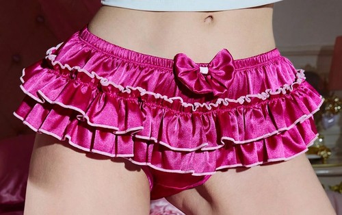 Ruby red sissy frilly shiny - red,