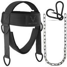 JAG GEARS Head Neck Harness Gym Training Neoprene Padded Adjustable Steel Chain