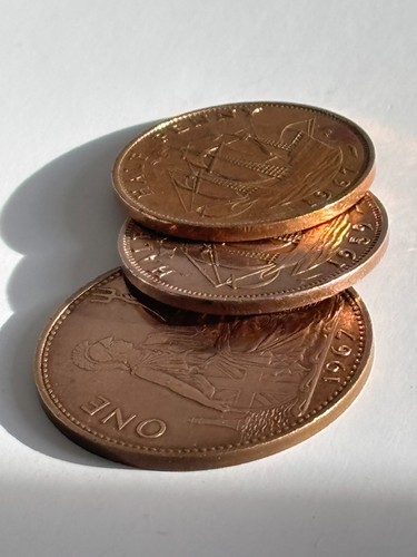 1967 british copper penny and - copper,