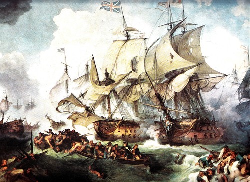 Napoleonic sea battle vintage - battle,