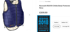 RACESAFE 2018 reg XL Child - TEENAGER .Body Protector. XC -Compete- Pony Club