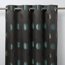 Kolla Dark Green Spotted Eyelet Curtain Single Panel 260 x 140 - New In Pack