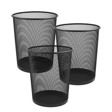 3 x METAL MESH WASTE PAPER BIN
